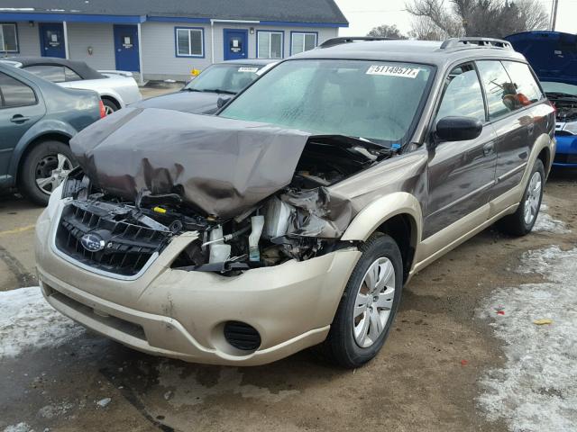 4S4BP60C087303540 - 2008 SUBARU OUTBACK GOLD photo 2