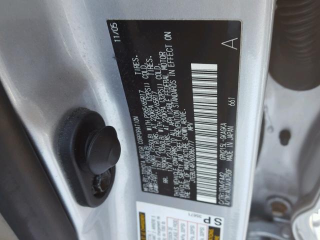 JTEBU14R760086777 - 2006 TOYOTA 4RUNNER SR SILVER photo 10