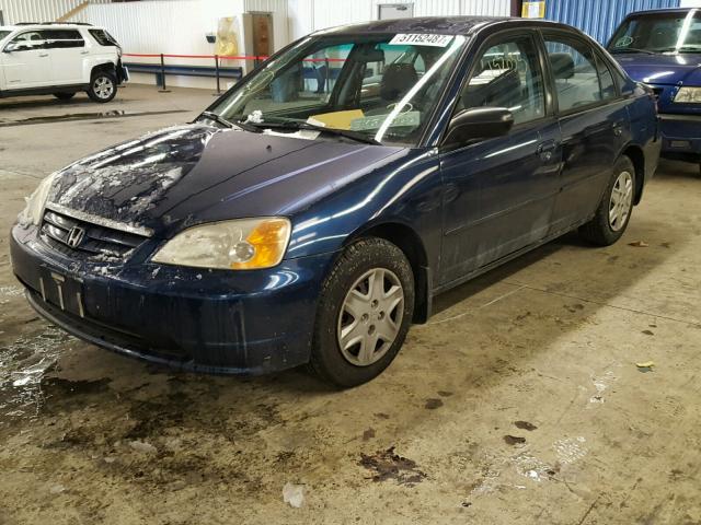 2HGES16503H538675 - 2003 HONDA CIVIC LX BLUE photo 2