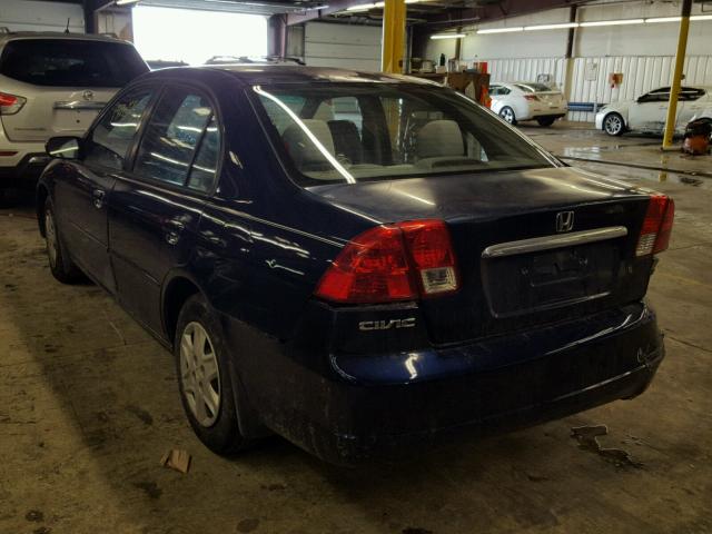 2HGES16503H538675 - 2003 HONDA CIVIC LX BLUE photo 3