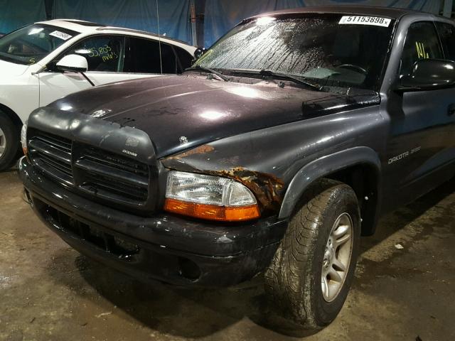 1B7GL32X12S578391 - 2002 DODGE DAKOTA SPO GRAY photo 9