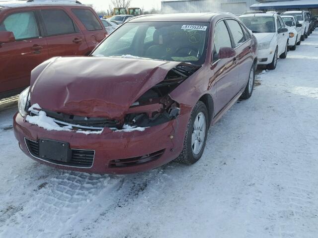 2G1WT57K691222882 - 2009 CHEVROLET IMPALA 1LT MAROON photo 2