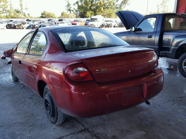 1B3ES56C05D202045 - 2005 DODGE NEON SXT BURGUNDY photo 3