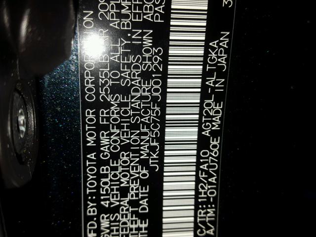 JTKJF5C75FJ001293 - 2015 TOYOTA SCION TC 黑色 照片 10