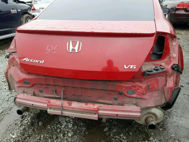 1HGCS22829A010673 - 2009 HONDA ACCORD EXL RED photo 9