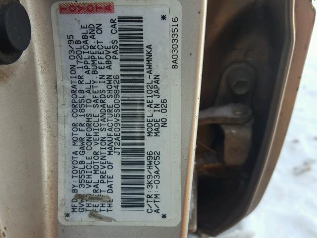 JT2AE09V5S0098426 - 1995 TOYOTA COROLLA BA GOLD photo 10