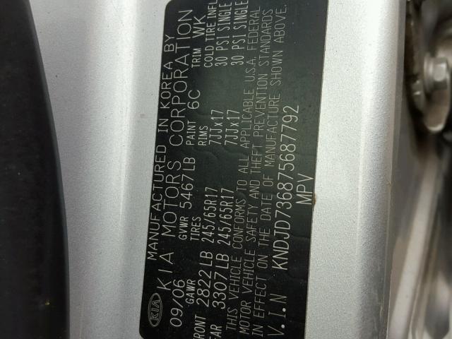KNDJD736875687792 - 2007 KIA SORENTO EX Gümüş foto 10