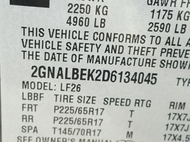 2GNALBEK2D6134045 - 2013 CHEVROLET EQUINOX LS Schwarz Foto 10