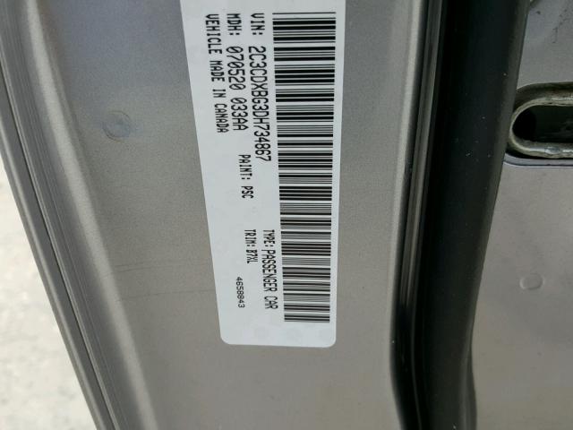 2C3CDXBG3DH734867 - 2013 DODGE CHARGER SE GRAY photo 10