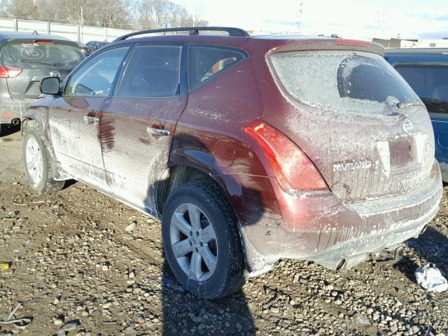 JN8AZ08T27W503615 - 2007 NISSAN MURANO SL RED photo 3