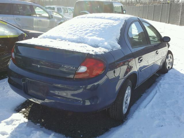 1B3ES26CX2D635785 - 2002 DODGE NEON BLUE photo 4