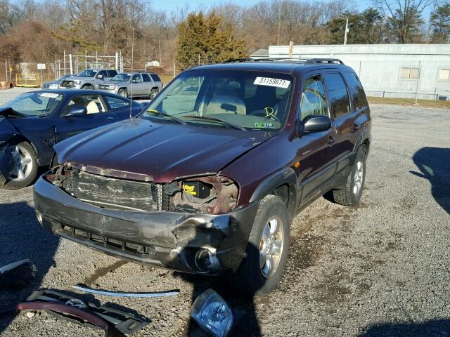 4F2CU08101KM23861 - 2001 MAZDA TRIBUTE LX BURGUNDY photo 2