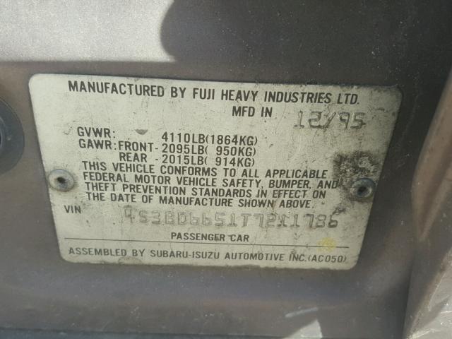 4S3BD6651T7211786 - 1996 SUBARU LEGACY LSI WHITE photo 10