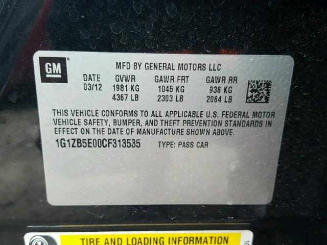 1G1ZB5E00CF313535 - 2012 CHEVROLET MALIBU LS BLUE photo 10