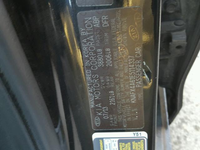 KNAFX4A61E5114337 - 2014 KIA FORTE LX BLACK photo 10