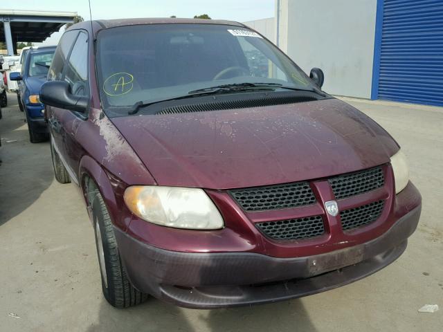 1B4GP25B21B228942 - 2001 DODGE CARAVAN SE BURGUNDY photo 1