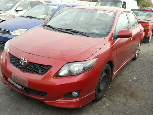 1NXBU40E09Z030648 - 2009 TOYOTA COROLLA BA RED photo 2