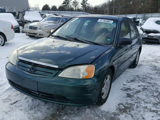 2HGES16261H544547 - 2001 HONDA CIVIC DX GREEN photo 2