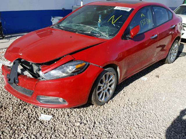 1C3CDFCH0DD294699 - 2013 DODGE DART LIMIT RED photo 2