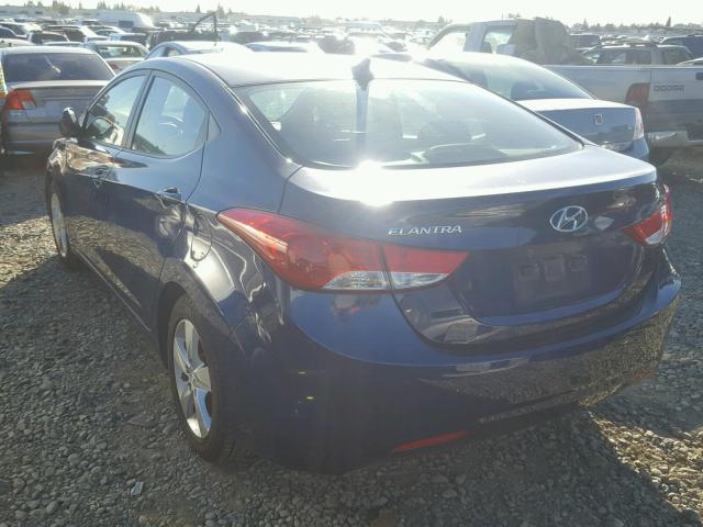 KMHDH4AE2DU728022 - 2013 HYUNDAI ELANTRA GL BLUE photo 3