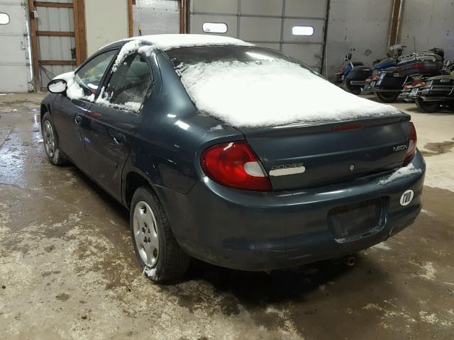 1B3ES26C32D539111 - 2002 DODGE NEON BLUE photo 3