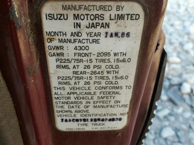 JAACH15LXG5424630 - 1986 ISUZU TROOPER II MAROON photo 10