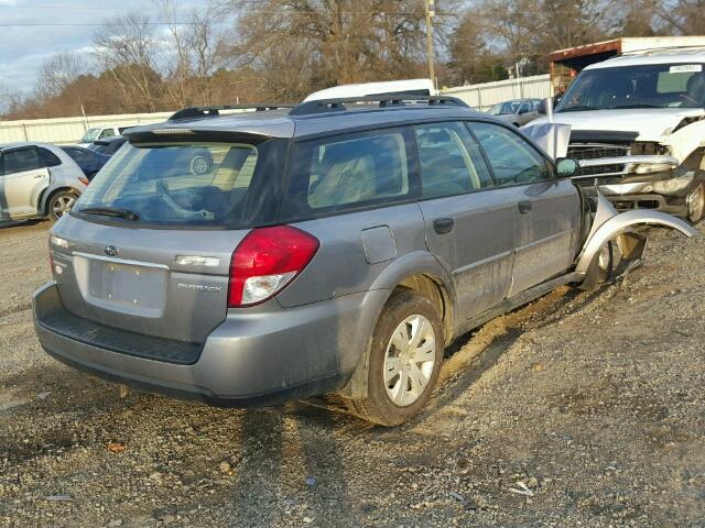 4S4BP60C987320644 - 2008 SUBARU OUTBACK SILVER photo 4