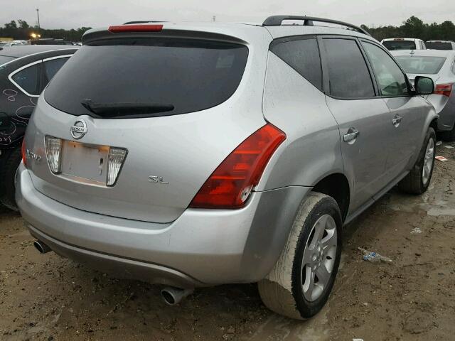 JN8AZ08T83W100863 - 2003 NISSAN MURANO SL SILVER photo 4