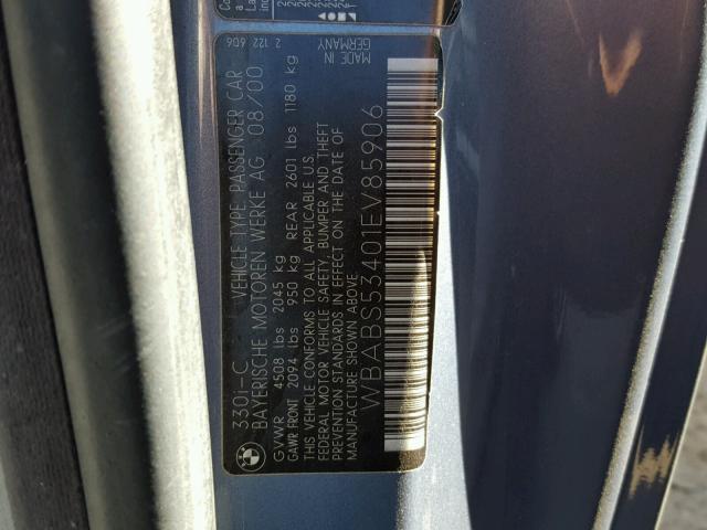 WBABS53401EV85906 - 2001 BMW 330 CI BLUE photo 10