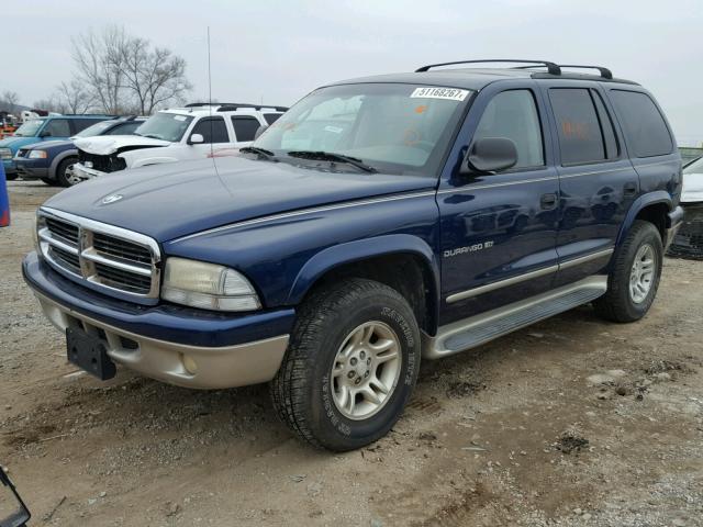 1B4HS28N01F522762 - 2001 DODGE DURANGO BLUE photo 2