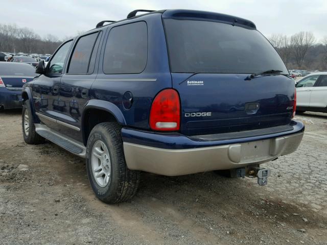 1B4HS28N01F522762 - 2001 DODGE DURANGO BLUE photo 3