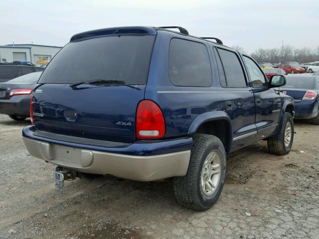 1B4HS28N01F522762 - 2001 DODGE DURANGO BLUE photo 4