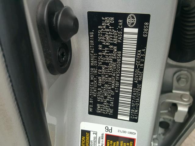 4T1BF1FK5CU506566 - 2012 TOYOTA CAMRY BASE SILVER photo 10