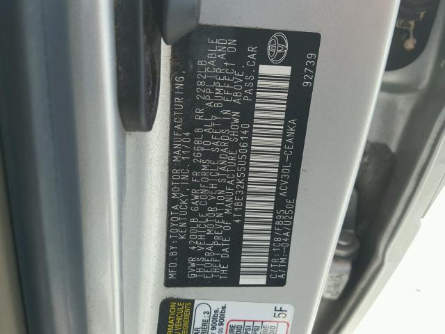 4T1BE32K55U506140 - 2005 TOYOTA CAMRY LE SILVER photo 10