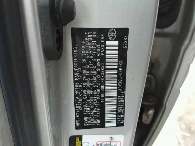 4T1BE30K64U838850 - 2004 TOYOTA CAMRY LE SILVER photo 10