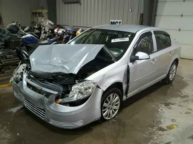 1G1AT58H097204281 - 2009 CHEVROLET COBALT LT SILVER photo 2