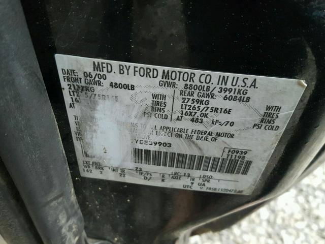 1FTNX21F1YEE39903 - 2000 FORD F250 SUPER BLACK photo 10