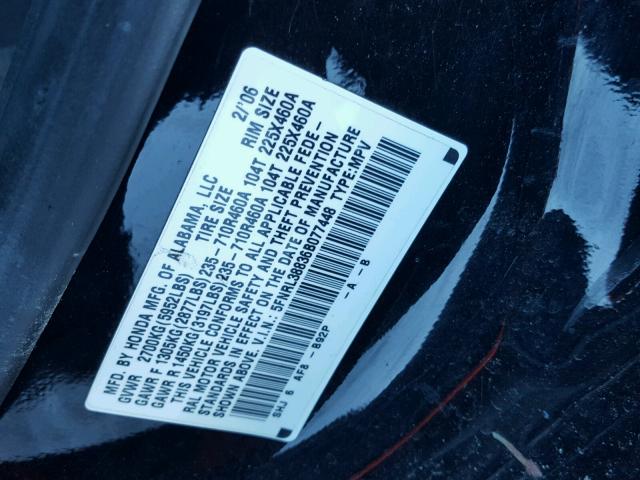 5FNRL38836B077448 - 2006 HONDA ODYSSEY TO BLACK photo 10