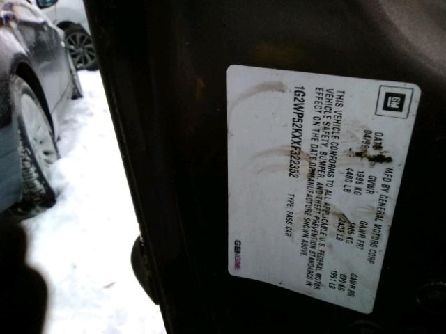 1G2WP52KXXF322352 - 1999 PONTIAC GRAND PRIX ნაცრისფერი ფოტო 10