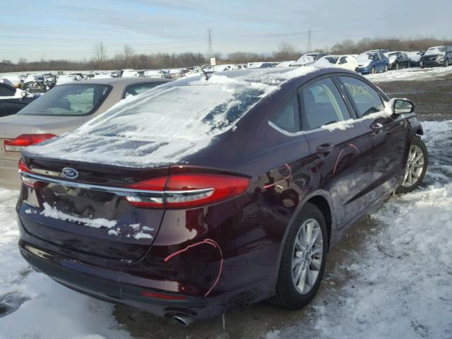 3FA6P0H75HR393695 - 2017 FORD FUSION SE BURGUNDY photo 4