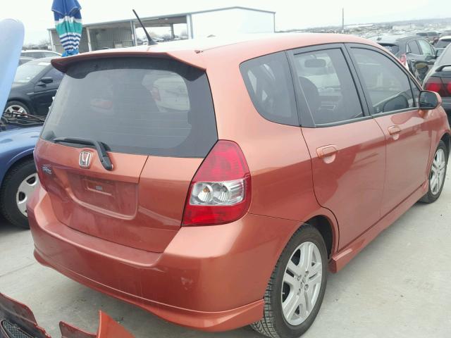 JHMGD386X8S064591 - 2008 HONDA FIT SPORT ORANGE photo 4