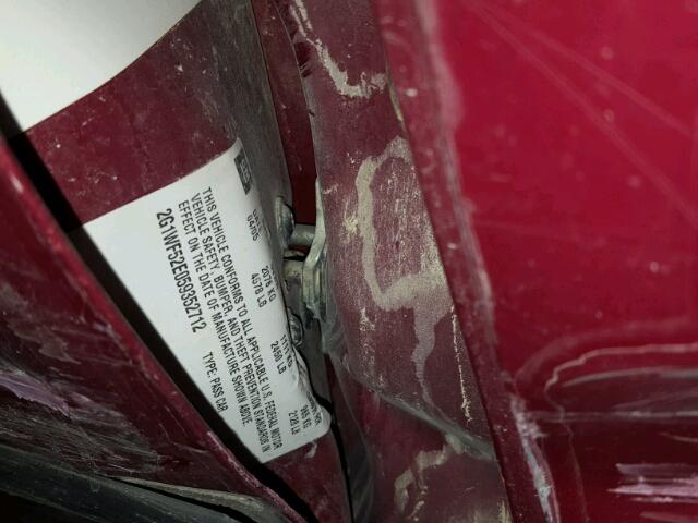 2G1WF52E059352712 - 2005 CHEVROLET IMPALA MAROON photo 10