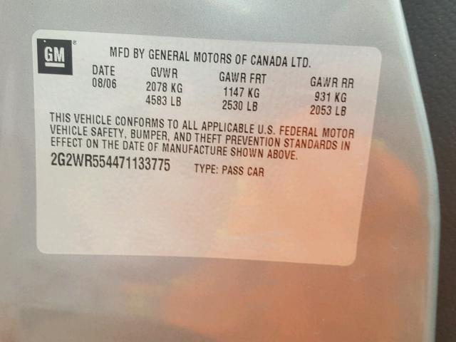 2G2WR554471133775 - 2007 PONTIAC GRAND PRIX GRAY photo 10