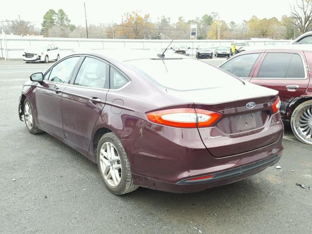 3FA6P0H75DR112764 - 2013 FORD FUSION SE BURGUNDY photo 3