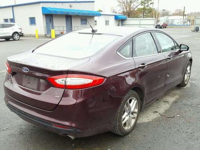 3FA6P0H75DR112764 - 2013 FORD FUSION SE BURGUNDY photo 4