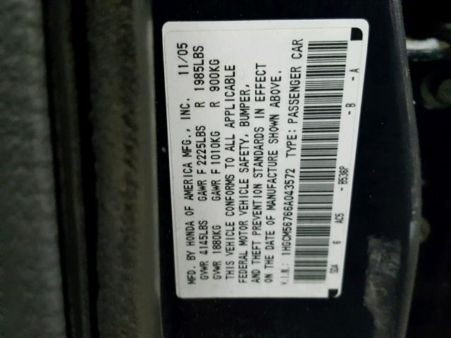 1HGCM56766A043572 - 2006 HONDA ACCORD EX BLUE photo 10