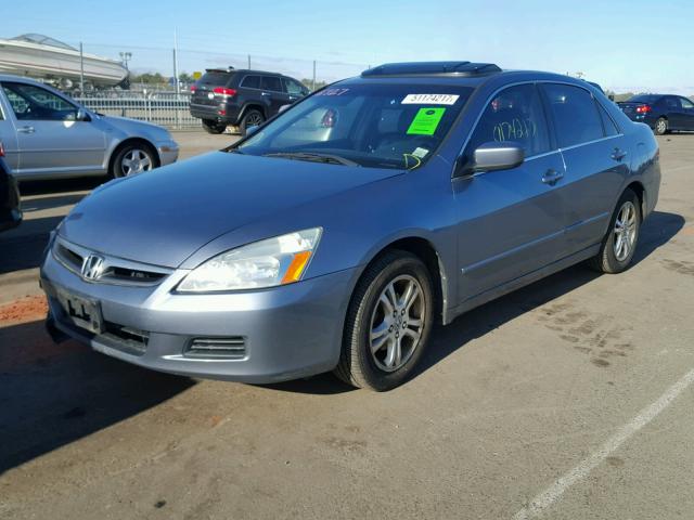 1HGCM56747A180897 - 2007 HONDA ACCORD EX BLUE photo 2