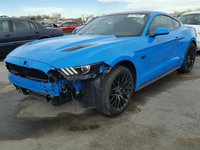 1FA6P8CF5H5225233 - 2017 FORD MUSTANG GT BLUE photo 2