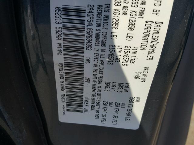 2A4GP54L06R884963 - 2006 CHRYSLER TOWN & COU TEAL photo 10