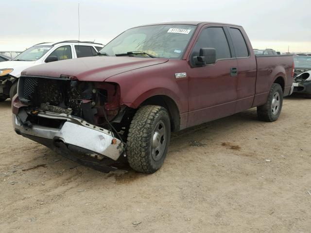 1FTPX12595NA69045 - 2005 FORD F150 MAROON photo 2